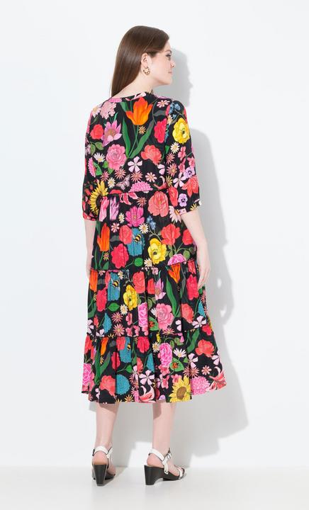 Immagine prodotto Ulla Popken Maxi abito con fiori, collo alto, maniche a 3/4 e volant (54)