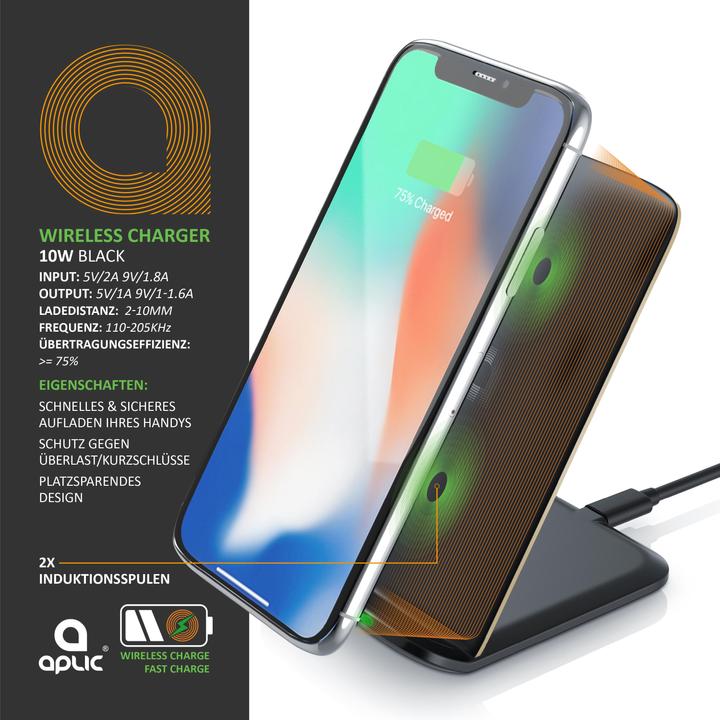 Actual product image Aplic Fast Wireless Charger with Qi 1.1