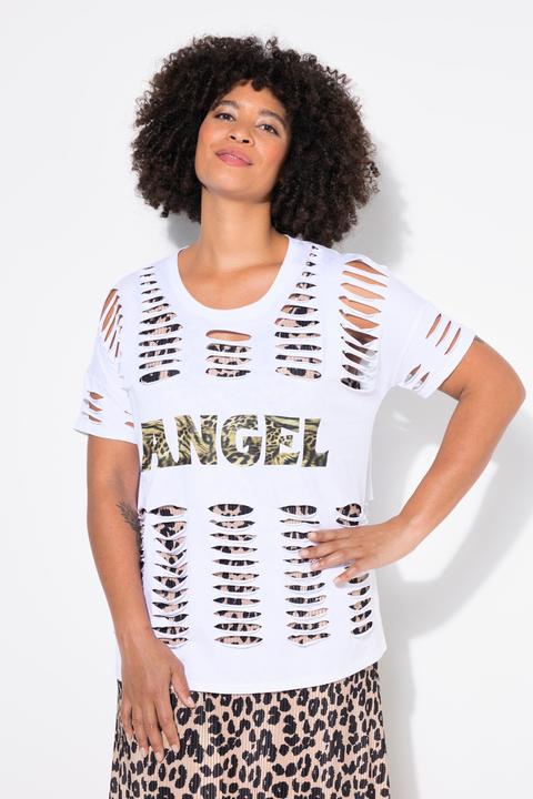 Produktbild Angel of Style T-Shirt, Komfort Fit, Schlitze, Leo-Schriftzug (56)