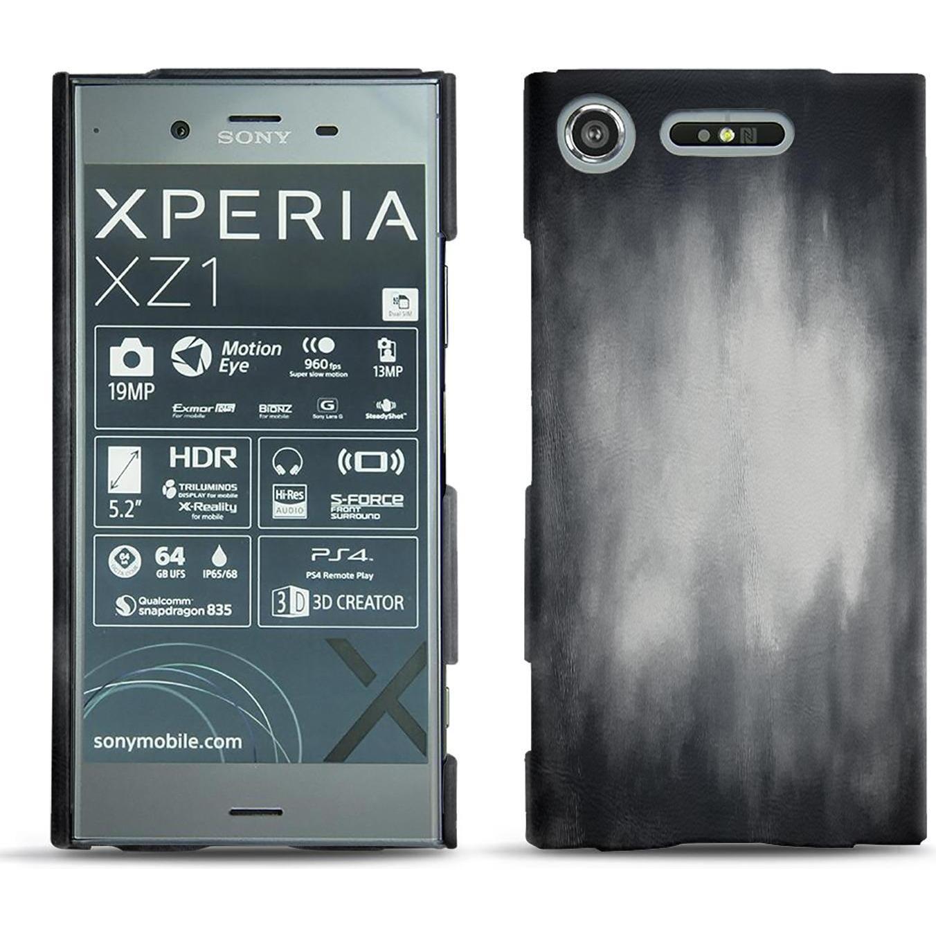 Thumbnail - Noreve Lederschutzhülle (Sony Xperia XZ1), Smartphone Hülle, Grau