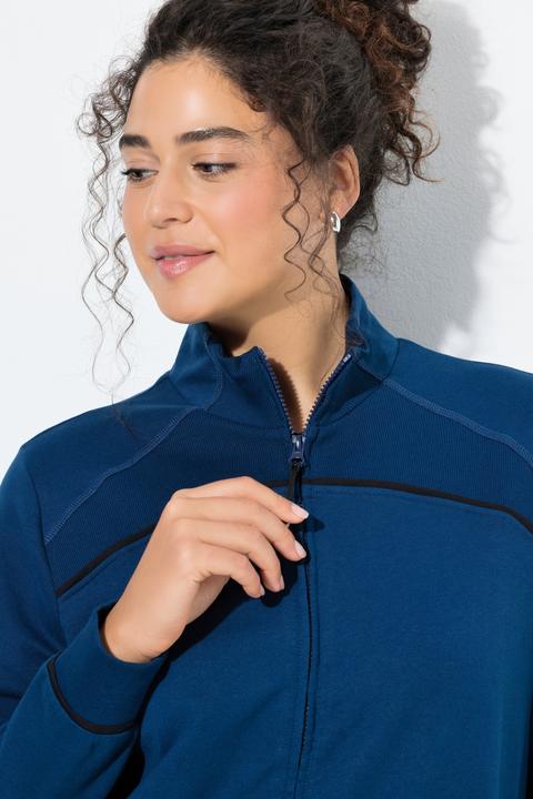 Produktbild Ulla Popken Sweatjacke, Rippeinsätze, Stehkragen, Langarm (58, 60)