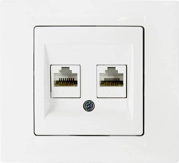 Actual product image Gunsan Moderna data socket 2-way CAT6 Internet network White