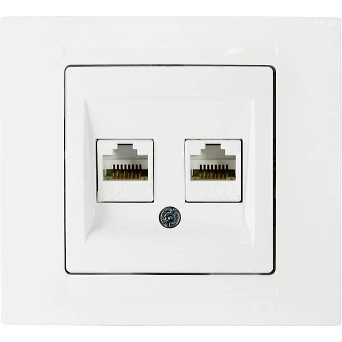 Gunsan Moderna Datenbuchse 2-fach CAT6 Internet Netzwerk Weiss, Taster + Schalter, Weiss