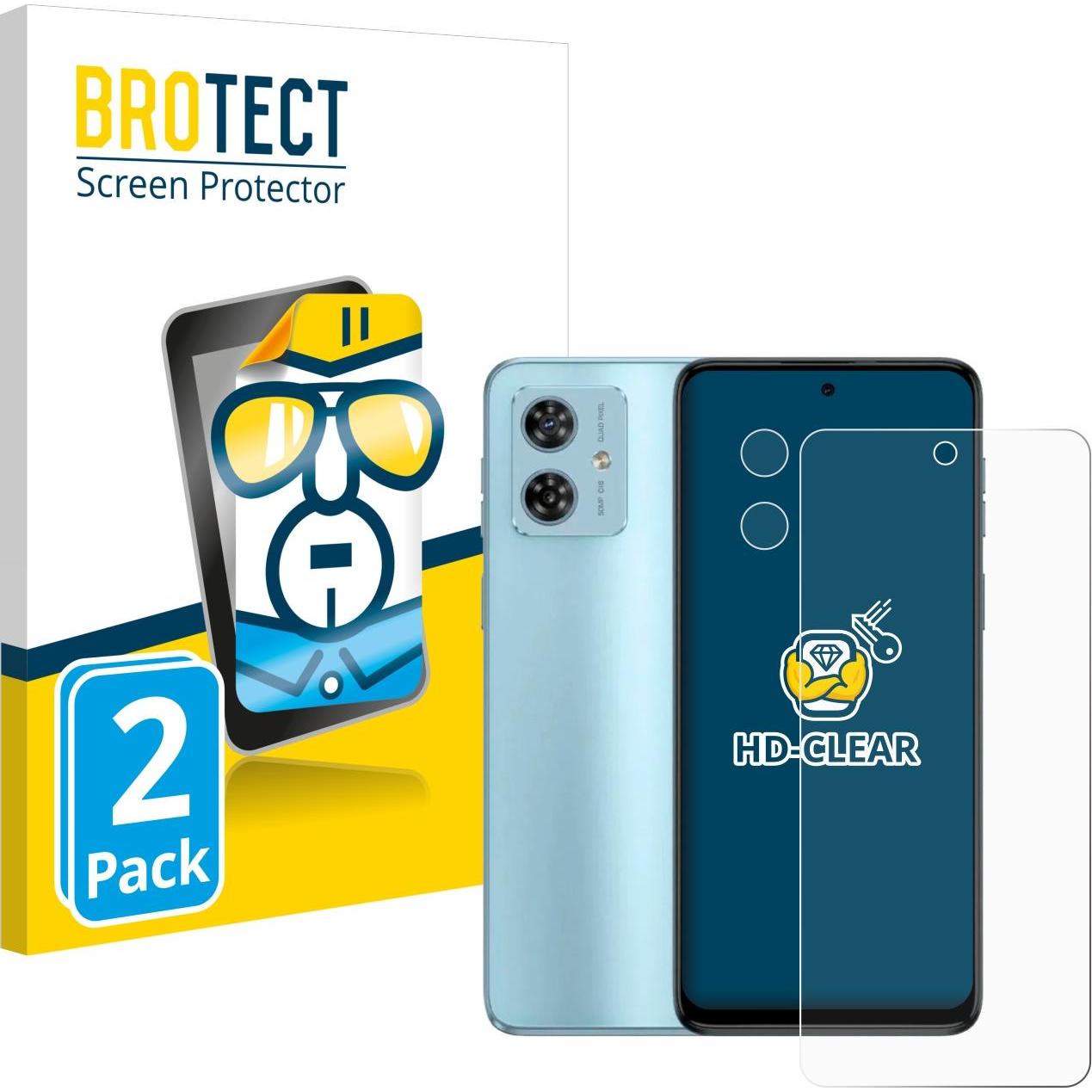 BROTECT Pellicola Trasparente (2 pz., Motorola Moto G54), Pellicola protettiva smartphone, Trasparente
