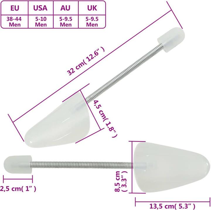 Produktbild VidaXL Schuhspanner mit Spiralfeder 5 Paar Weiss EU 38-44 (38, 39, 40, 41, 42, 43, 44, 2 x)