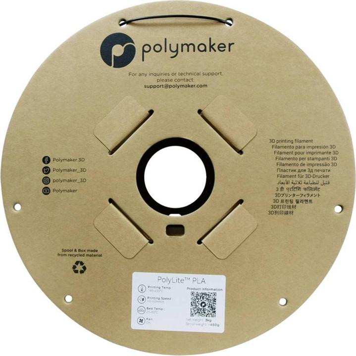 Actual product image Polymaker PolyLite ABS Black 1.75mm 3kg (ABS, 1.75 mm, 3000 g)