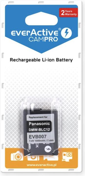 Produktbild Everactive Battery to Replace Panasonic DMW-BLC12, 1000 mAh (EVB007) (Kamera Akku)