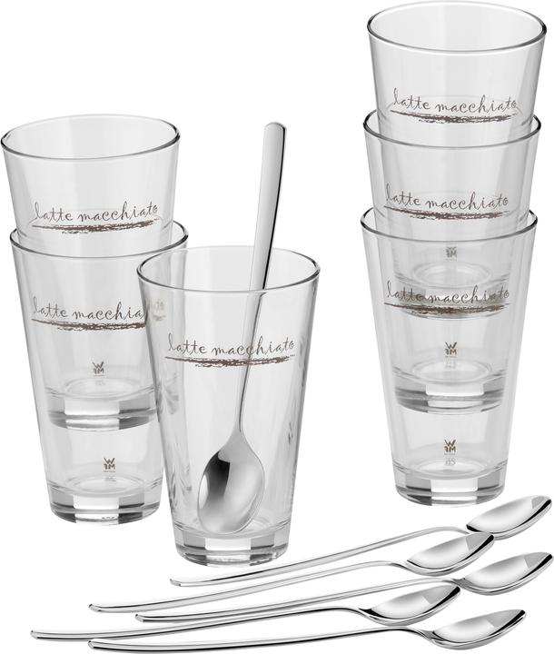 Productafbeelding WMF Latte Macchiato Glazen Set 12st Latte Glazen met Lepel 280ml Clever&More (280 ml, 12 x)