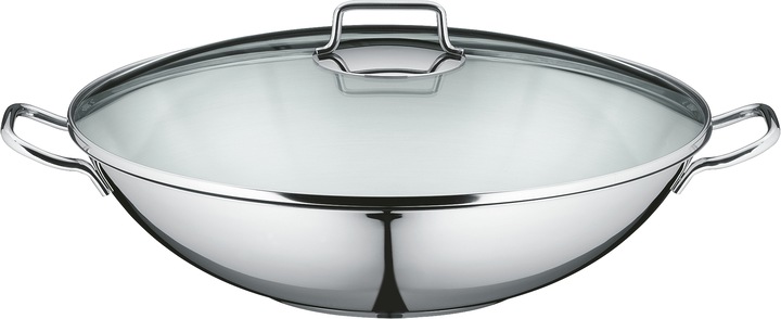 Produktbild WMF Wok Set 4tlg Wokpfanne 36cm 4,5l Glasdeckel Induktion Edelstahl (36 cm, Wok Pfanne, Edelstahl)