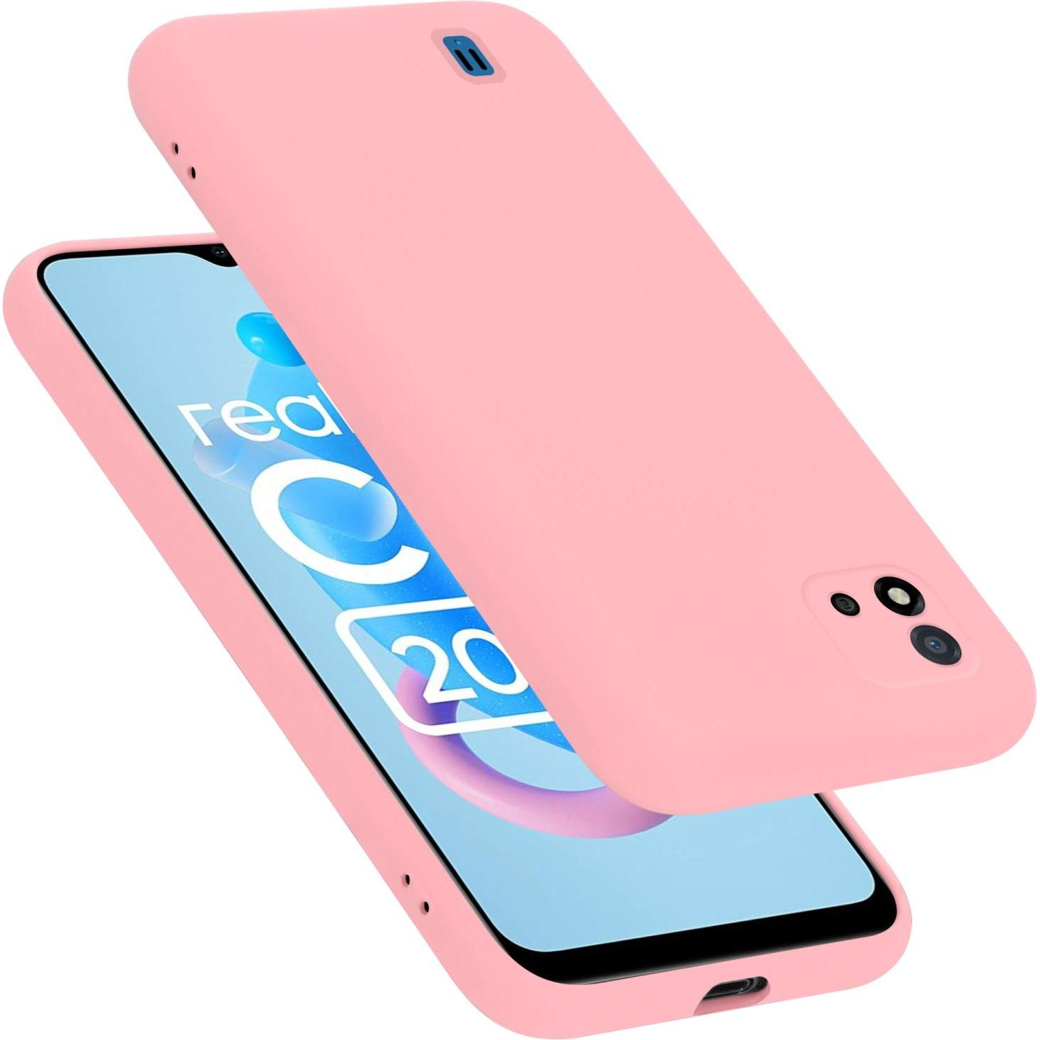 Cadorabo TPU Liquid Silicone Case Hülle für Realme C11 2021 (Realme C11 2021), Smartphone Hülle, Rosa