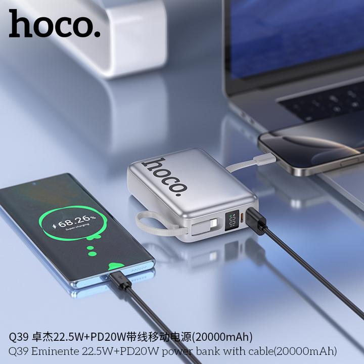 Actual product image Hoco Q39 Powerbank 20000mAh - Black - USB-C & Lightning cable - Smartphone & Tablet