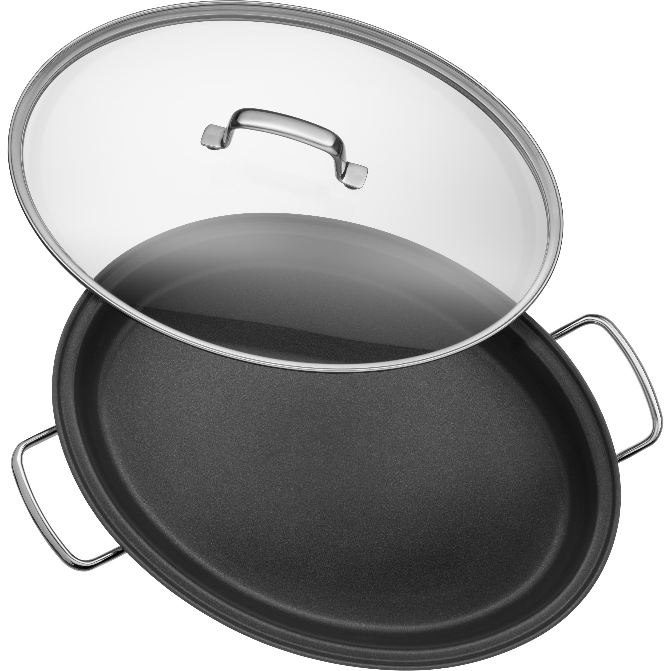 Thumbnail - WMF Fischpfanne oval Schmorpfanne 38cm Deckel Induktion Edelstahl beschichtet, Pfanne + Kochtopf, Silber