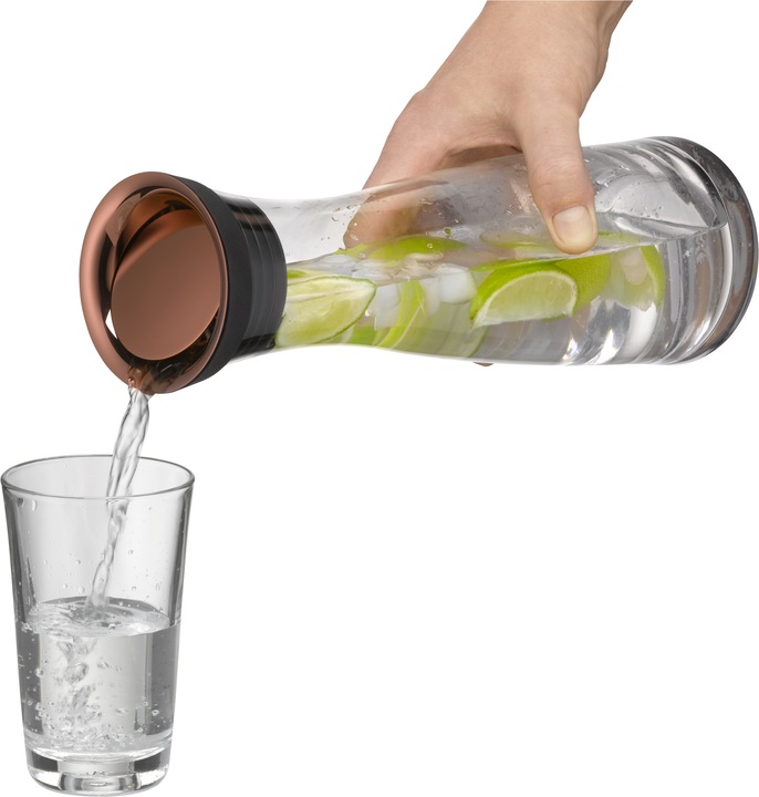 Productafbeelding WMF Waterkaraf 1l Glazen karaf Basic Kanteldeksel CloseUp Sluiting (1 l)