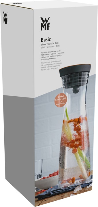 Productafbeelding WMF Waterkaraf 1l Glazen karaf Basic Kanteldeksel CloseUp Sluiting (1 l)
