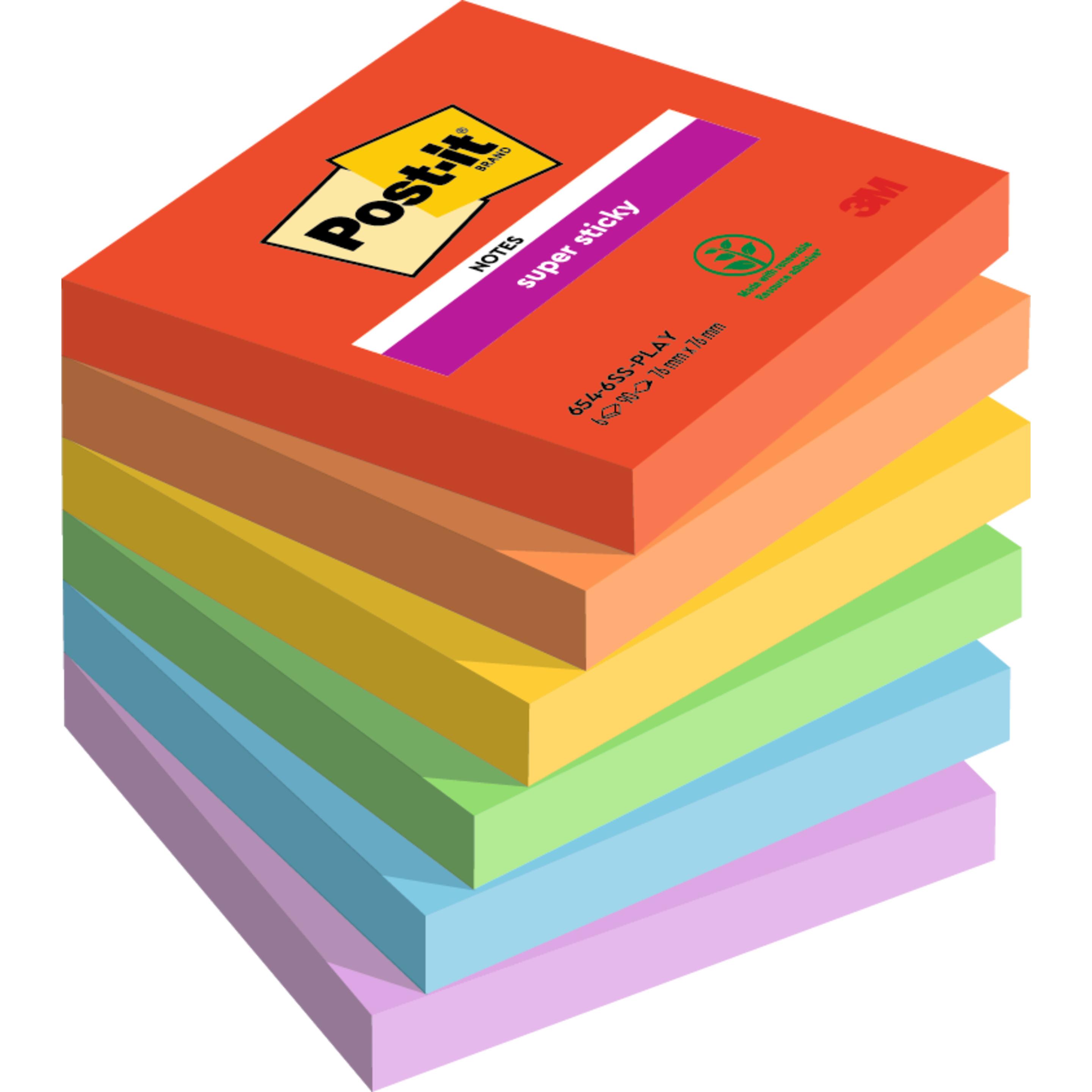 Post-it, Haftnotiz, Super Sticky Playful (76 x 76 mm)