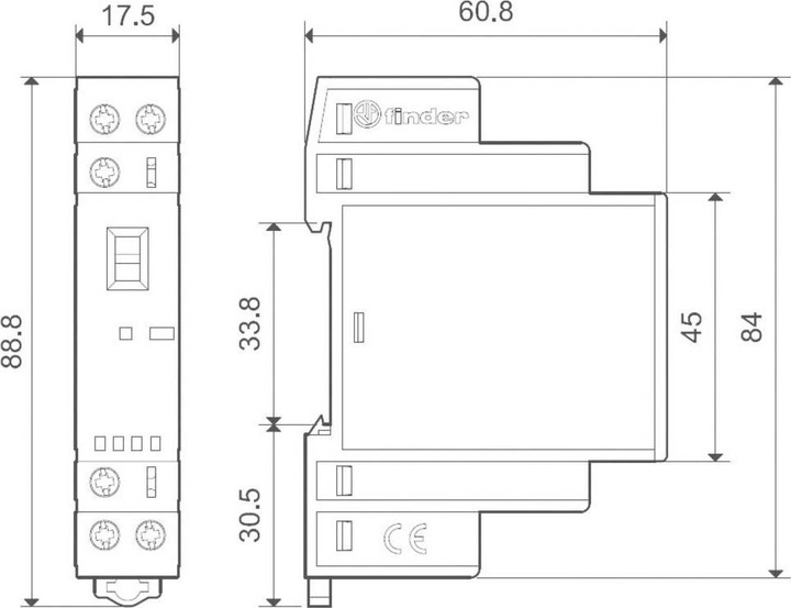 Image du produit Finder Modular contactor 2NO 25A 230V ac/dc