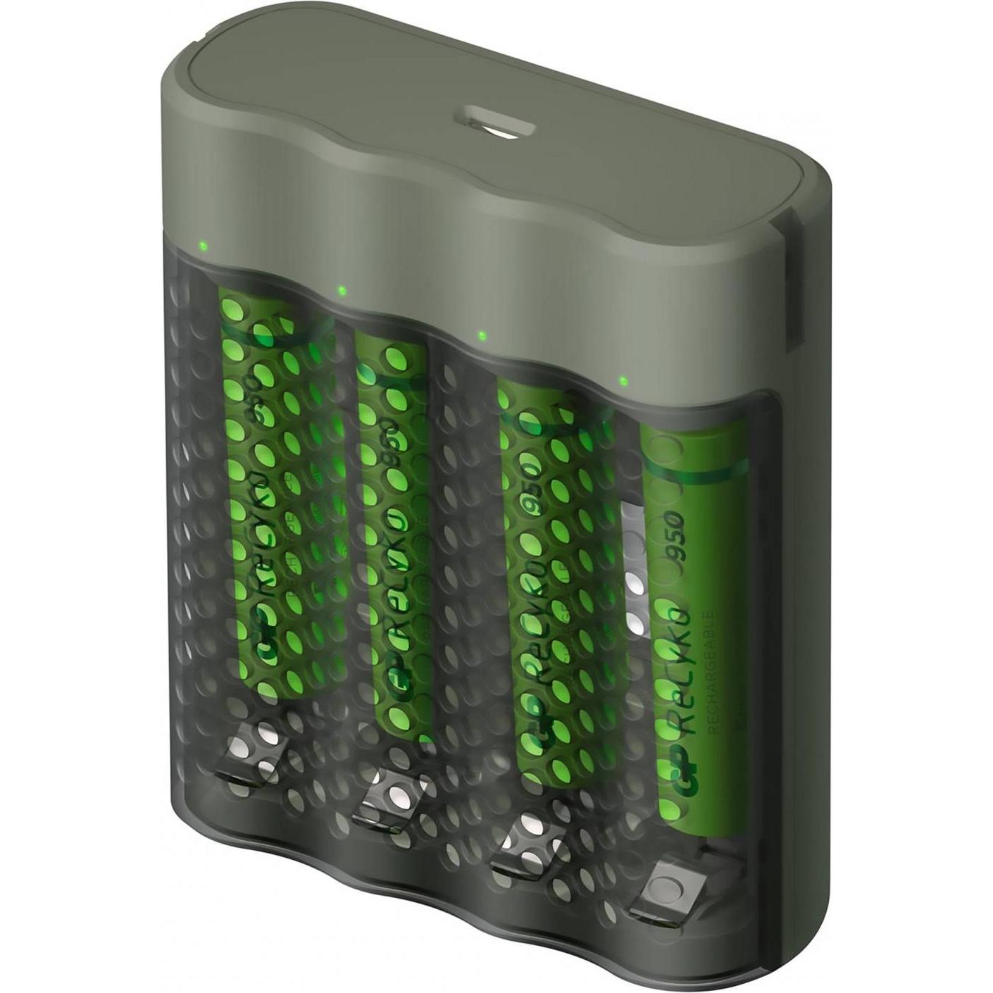 GP Batteries ReCyko M451/100 4-Port USB Ladegerät inkl.4xAAA NiMh 950mAh (5 Stk., AA, AAA, 950 mAh, Ladegerät inkl. Akku...