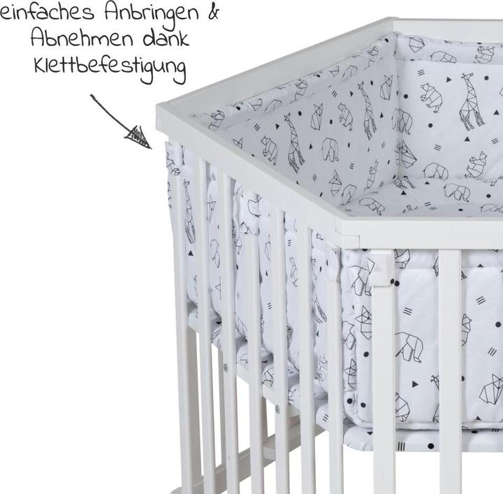 Actual product image Schardt Playpen playpen hexagonal white incl. insert - Origami - Black (106 cm, 122 cm, Pine)