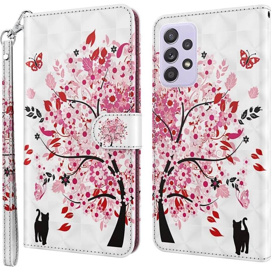 Cover-Discount Galaxy A23 - Etui Glitzer Effekt Baum rosa (Samsung Galaxy A23), Smartphone Hülle, Rosa