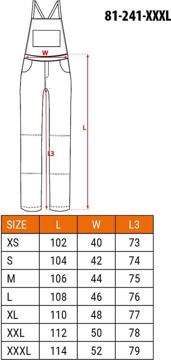 Valeurs nutritives et ingrédients Neo Salopette de travail Camo taille XXXL (3XL)