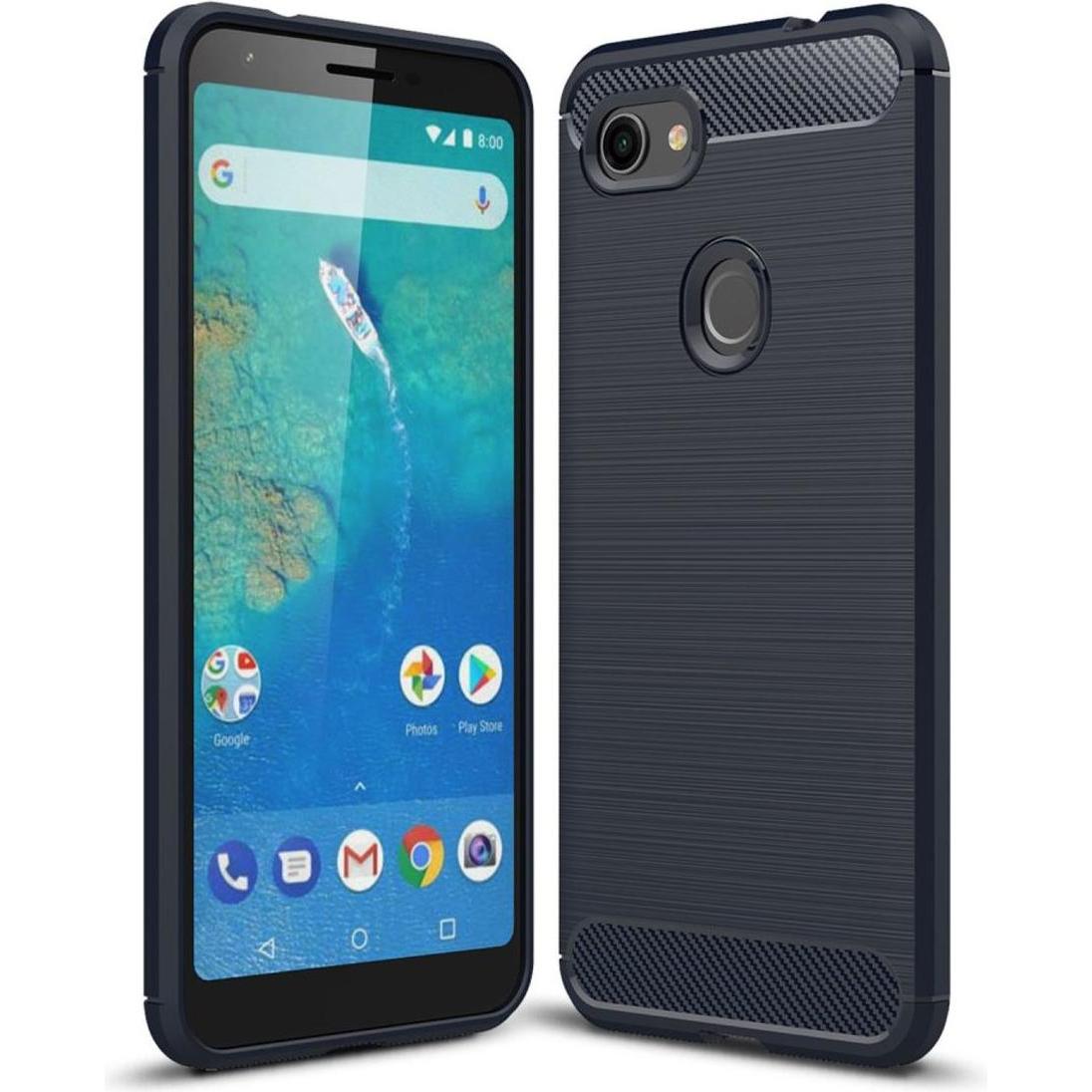 Thumbnail - König Design Google Pixel 3a XL Hülle Case Handy Cover Schutz Tasche Schutzhülle Carbon Blau (Google Pixel 3a XL), Smart...