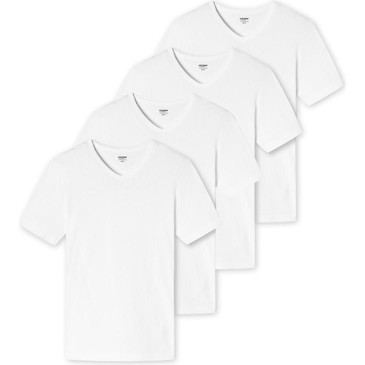 Uncover by Schiesser, Herren, Shirt, 4er Pack Basic Unterhemd / Shirt Kurzarm, Weiss, (L)