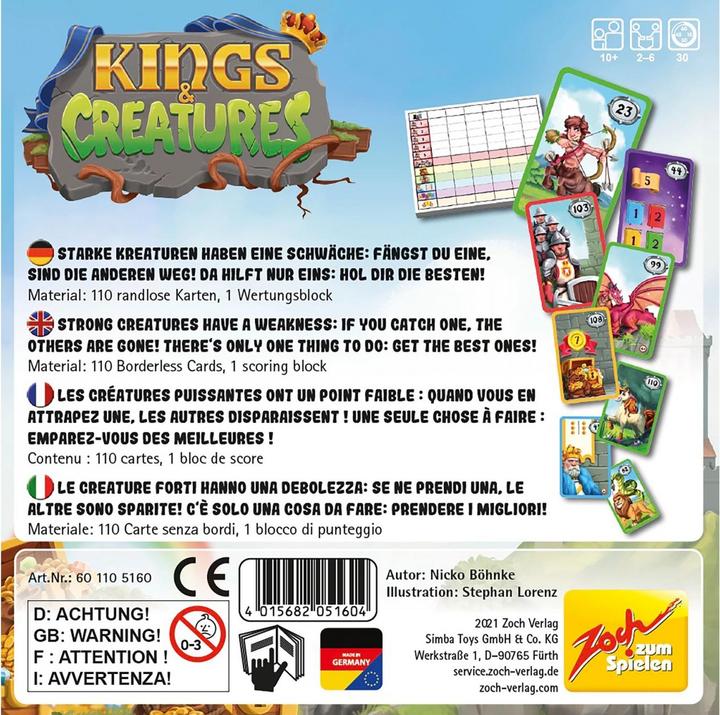 Actual product image Zoch Kings & Creatures (German, English, French, Italian)