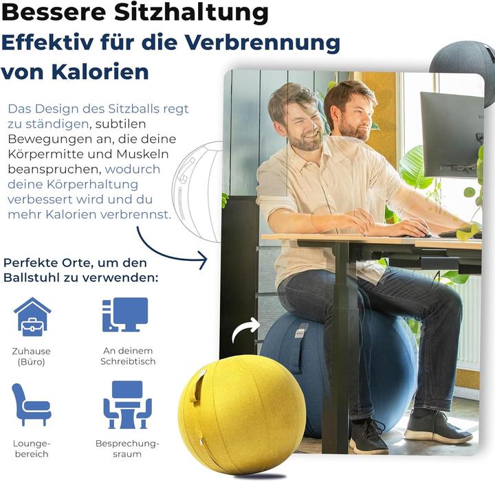 Immagine prodotto Backerz Ergonomischer Sitzball fürs Büro (65 cm) (65 cm)