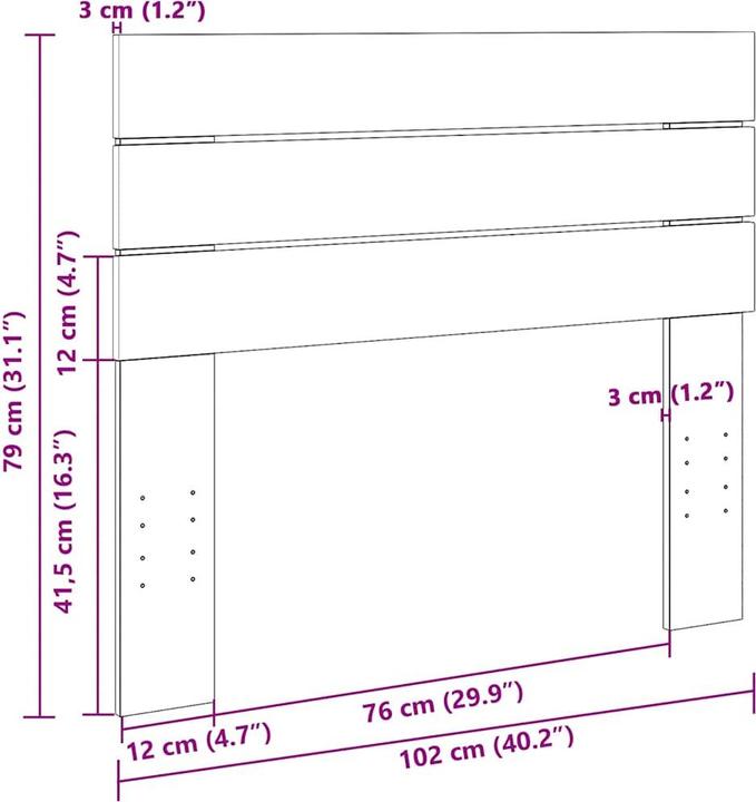 Image du produit vidaXL Kopfteil (3 x 100 x 79 cm)