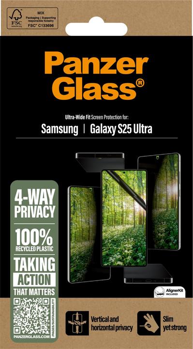 Actual product image PanzerGlass Eco Matrix 4-way Ultra-wide Fit (1 Piece, Samsung Galaxy S25 Ultra)