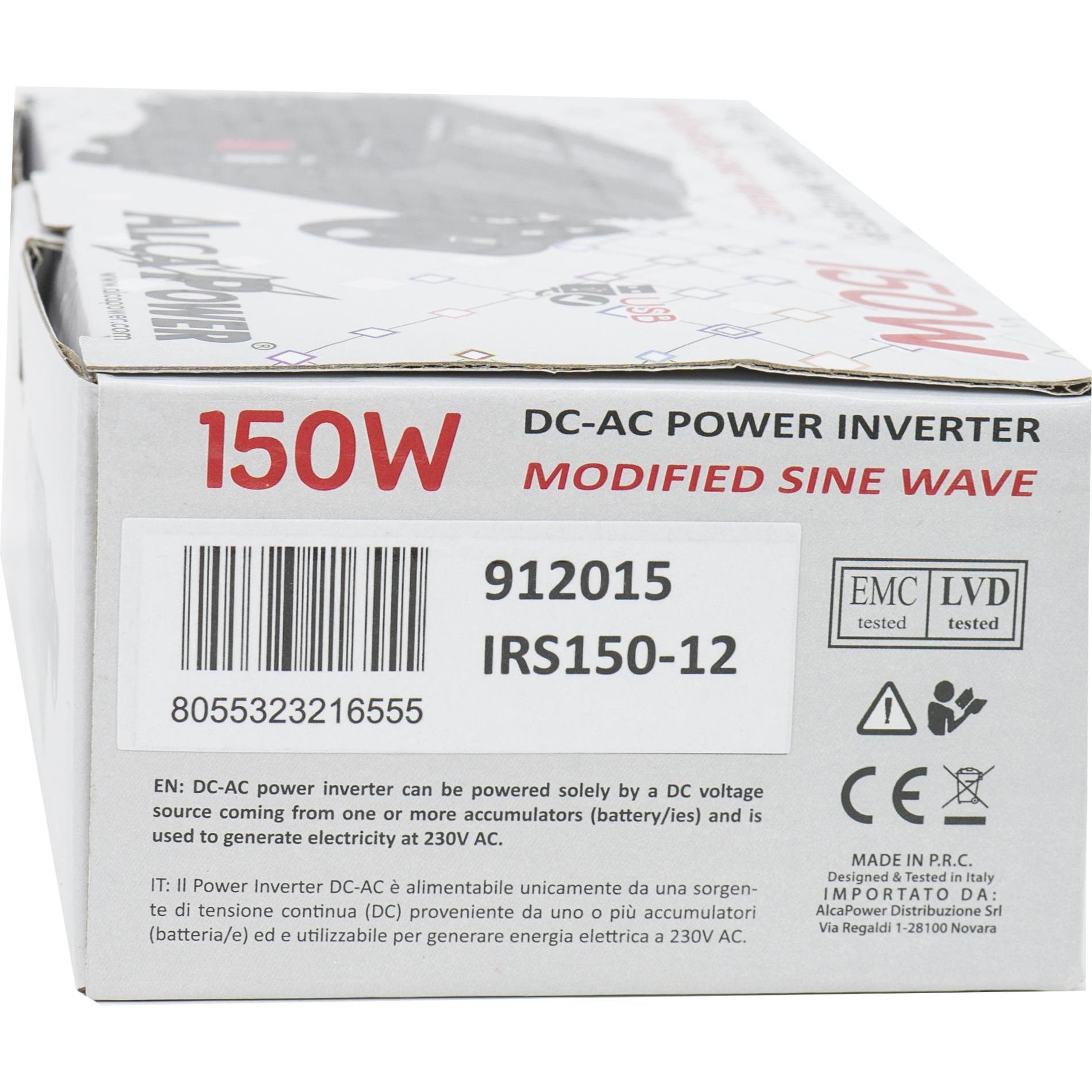 President, Spannungswandler, Spannungswechselrichter AlcaPower von 150W 12V-230V, modifizierte Sinuskurve, USB-Anschlus