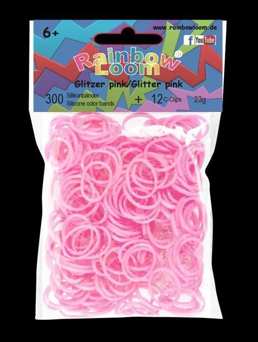 Actual product image Rainbow Loom Silicone bands glitter pink (300 pcs.)