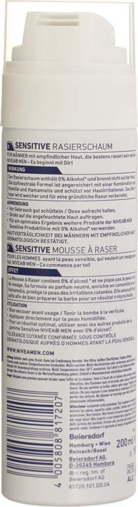 Actual product image NIVEA Sensitive Rasierschaum (200 ml, Shaving cream)