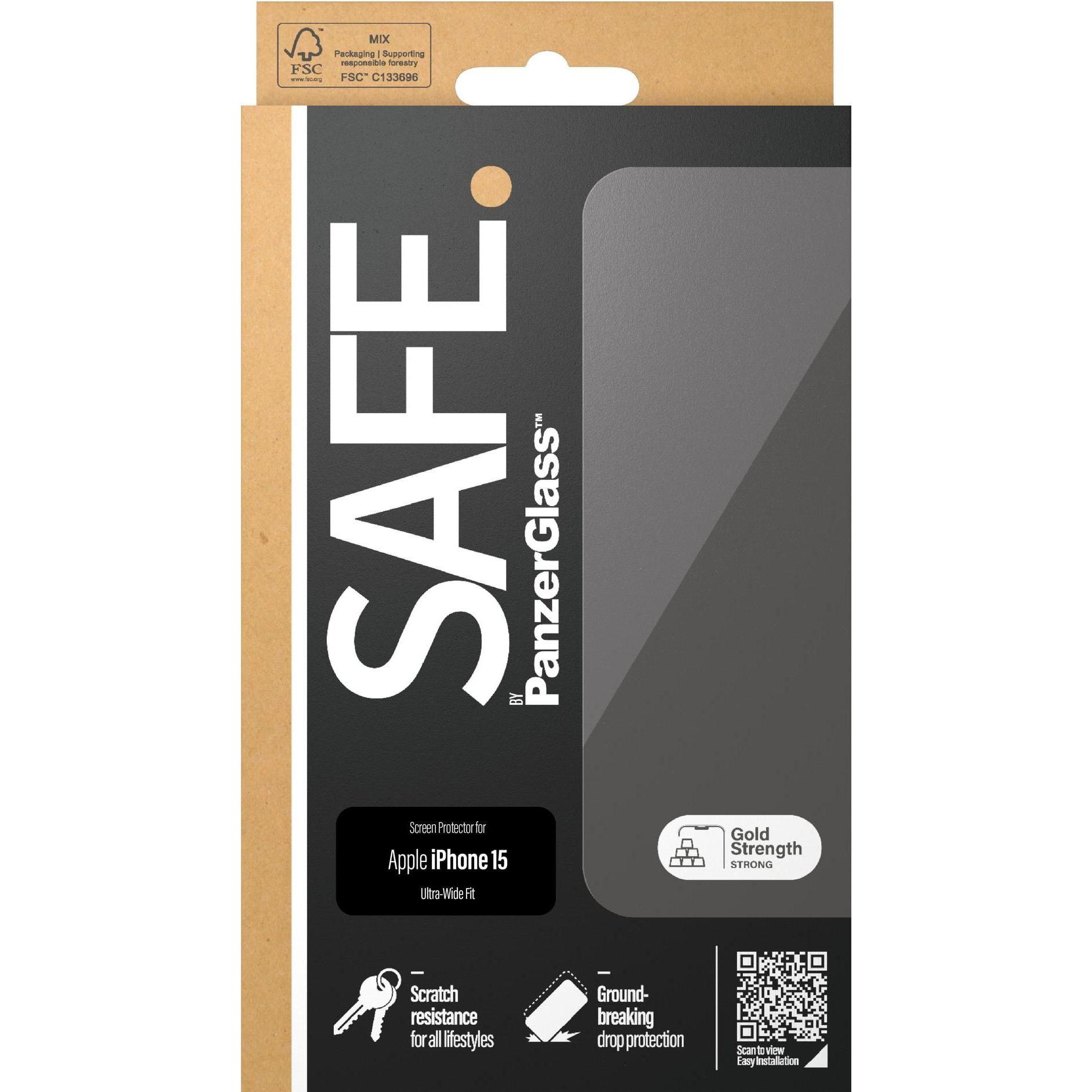 Thumbnail - PanzerGlass SAFE. Screen Protector Ultra-Wide Fit (1 Stück, Apple iPhone 15), Smartphone Schutzfolie, Transparent