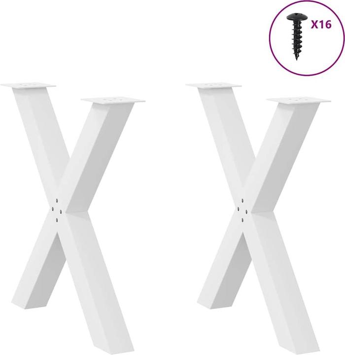 Immagine prodotto vidaXL Gambe del tavolo da pranzo a forma di X 2 pz. Gamba tavolo in acciaio bianco 80x(72-73) cm