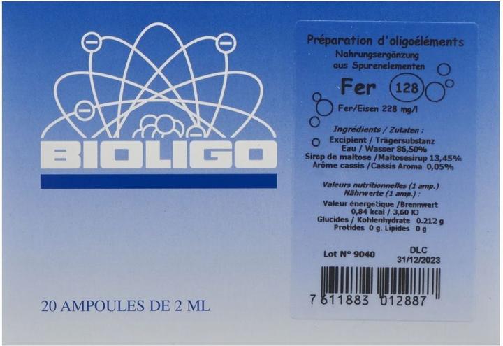 Nutritional values and ingredients Bioligo Fer loosen (1 pcs., Ampoule, 103 g)