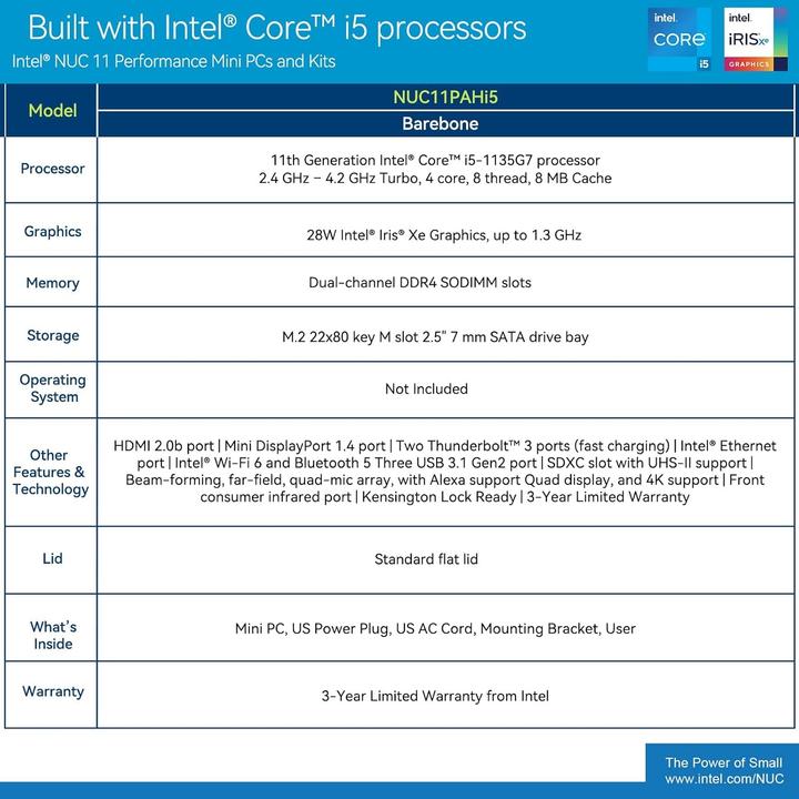 Produktbild Intel NUC Kit NUC11TNKv7 i7-1185G7* | with EU Cord (Intel Core i7-1185G7)