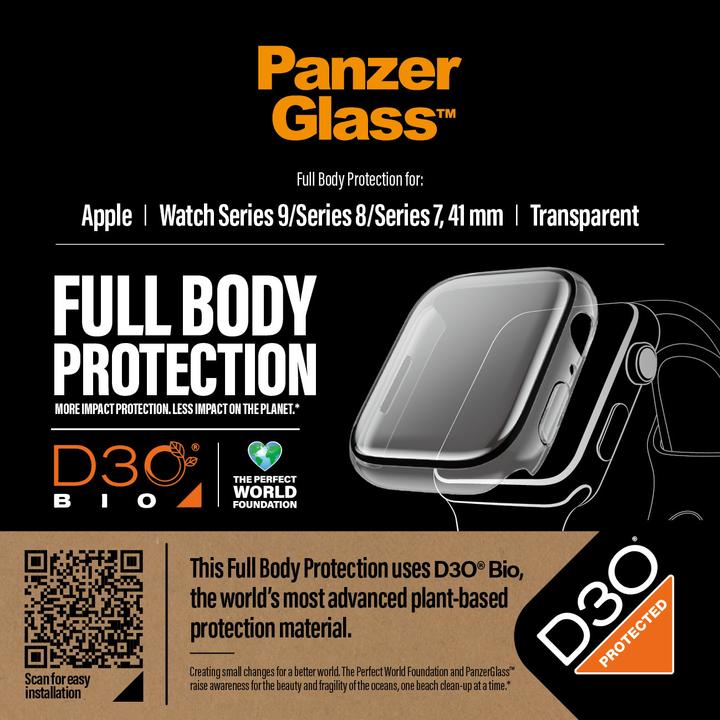 Produktbild PanzerGlass Screen Protector Full Body Apple Watch with D3O Series 2023 41mm (Apple Watch Series 9)