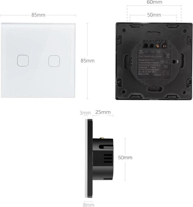 Actual product image Maclean Touch Toggle Switch Light Switch Cross Switch Wall Switch Stair Switch with Colour Change