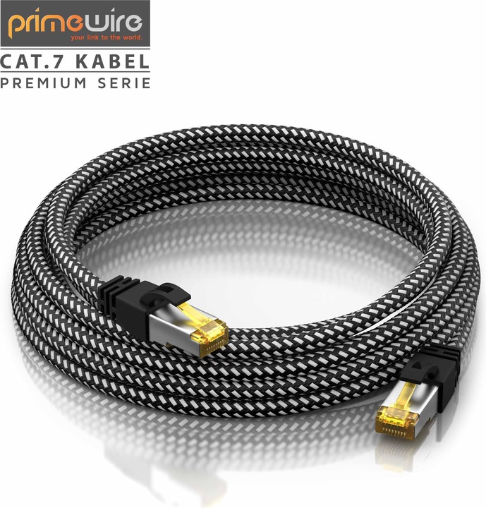 Produktbild Primewire CAT.7 Netzwerkkabel Baumwollmantel, Gigabit Ethernet CAT 7 LAN Kabel, 10000 Mbit/s Patchkabel (S/FTP, CAT7, 3 m)