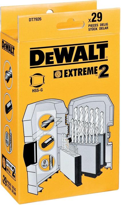 Produktbild DeWalt Extreme 2 HSSG (1 mm, 1.5 mm, 10 mm, 10.5 mm, 11 mm, 11.5 mm, 12 mm, 12.5 mm, 13 mm, 2 mm, 2.5 mm, 3 mm, 3.2 mm, 3.3 mm, 3.5 mm, 4 mm, 4.2 mm, 4.5 mm, 4.8 mm, 5 mm, 5.5 mm, 6 mm, 6.5 mm, 7 mm, 7.5 mm, 8 mm, 8.5 mm, 9 mm, 9.5 mm)