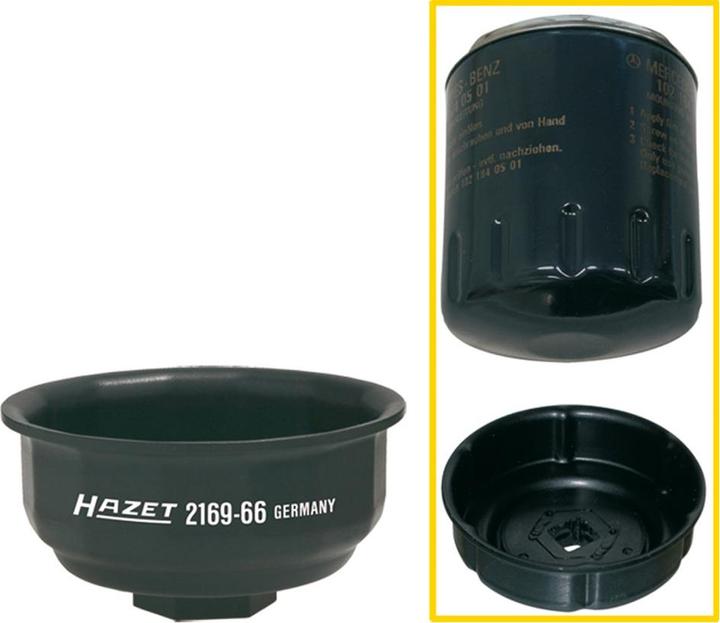 Image du produit HAZET Clé pour filtres à huile 2169-66 ∙ Carré creux 12,5 mm (1/2 pouce) ∙ Profil à rainures ∙ 76 m…