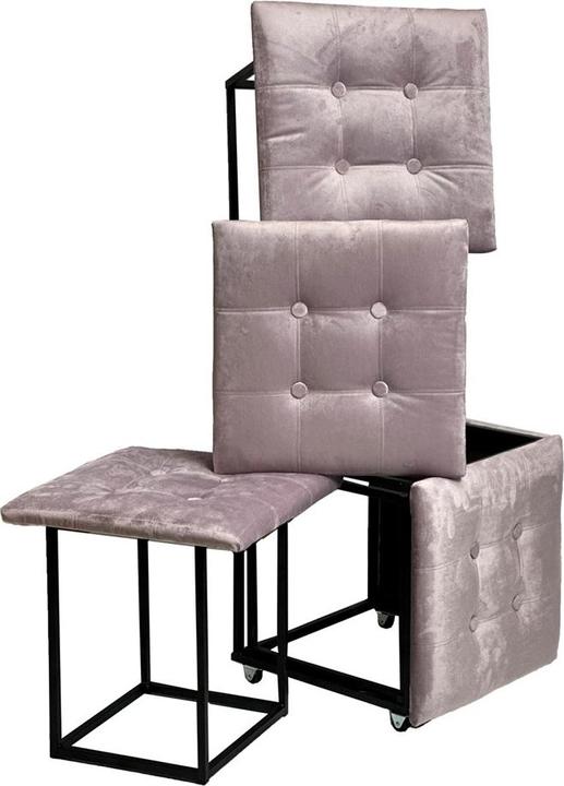Produktbild Go Gift Puff-Transformer 5in1 - 5 Hocker in 1 Pouffe Pulver rosa Samt 2269
