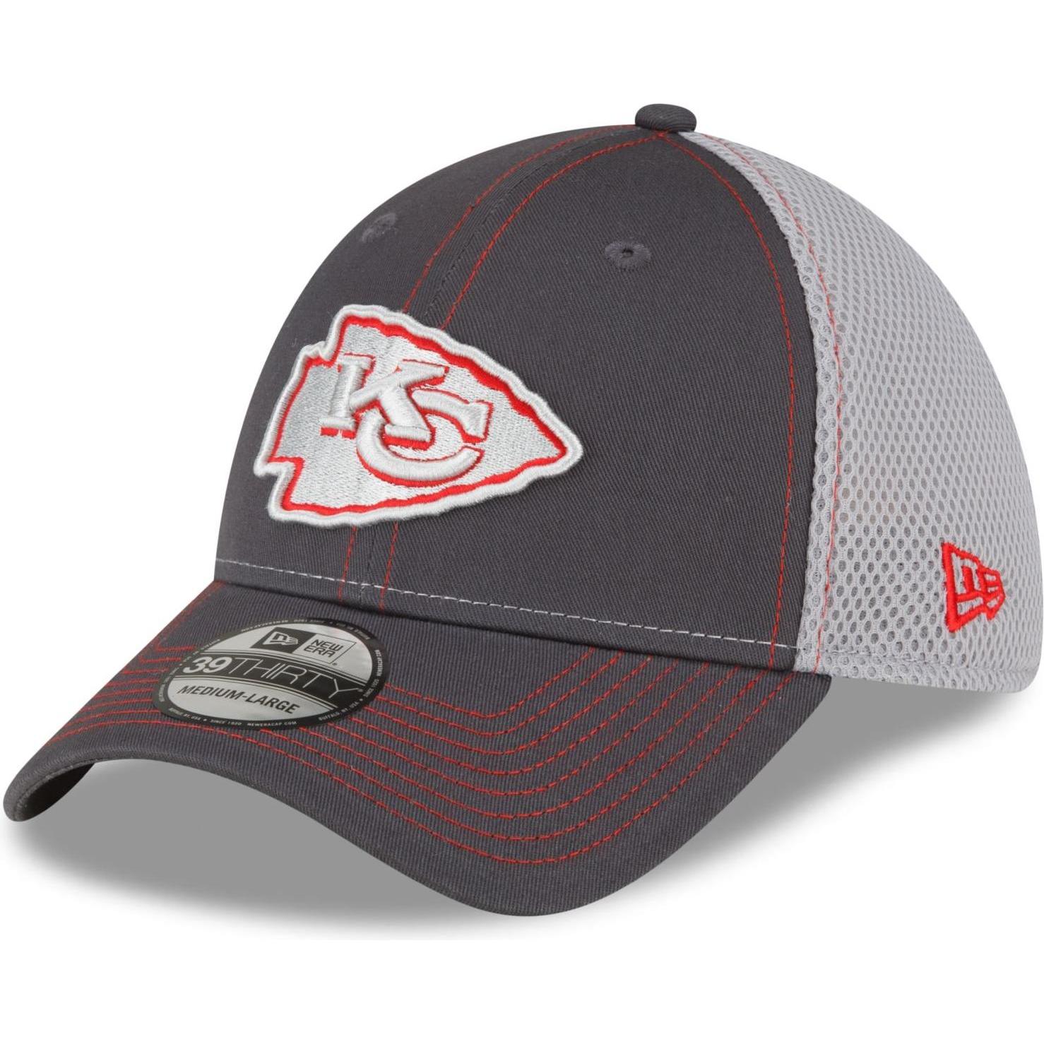New Era, Herren, Cap, 39Thirty Stretch Mesh Cap - Kansas City Chiefs - M/L, Grau, (M)