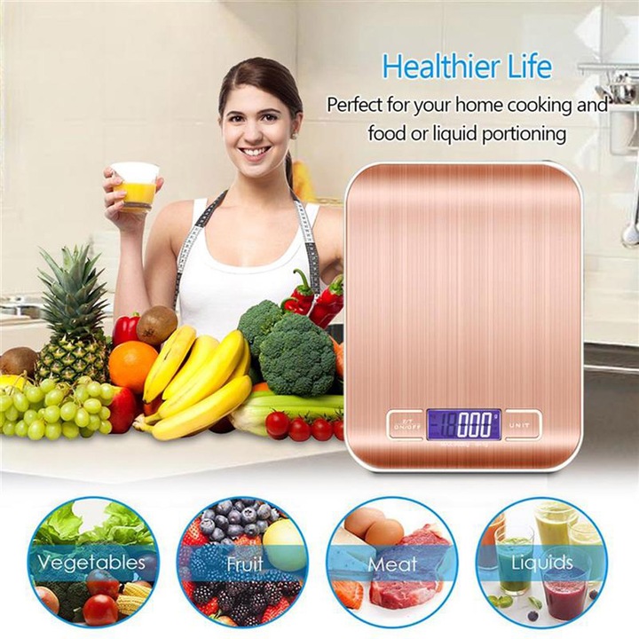 Actual product image Intirilife Digital Kitchen Scale in ROSÉ GOLD