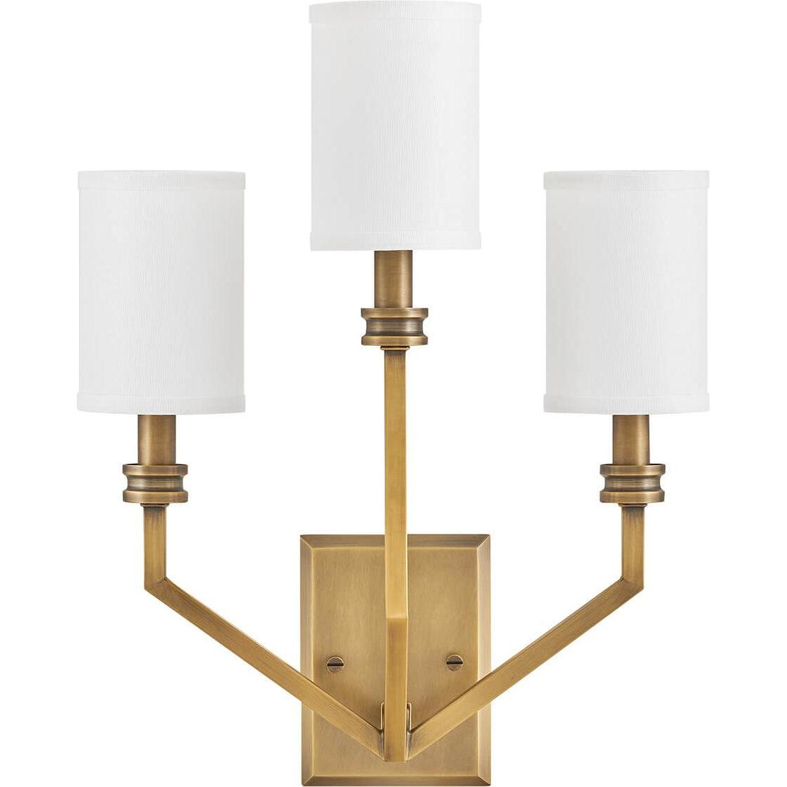 Elstead Lighting, Illuminazione esterna, Elstead Moore Wandleuchte E14 3-fach Heritage Messing mit Leinenschirm elfenbeinfarben Weiss (E14)