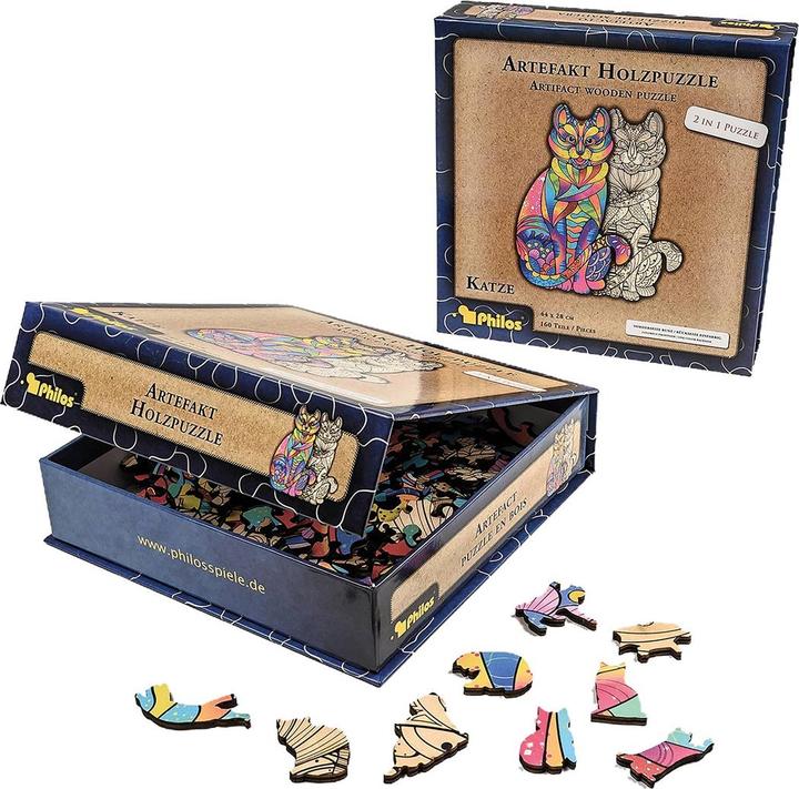 Produktbild Philos Artefakt Holzpuzzle in Katze (160 Teile)