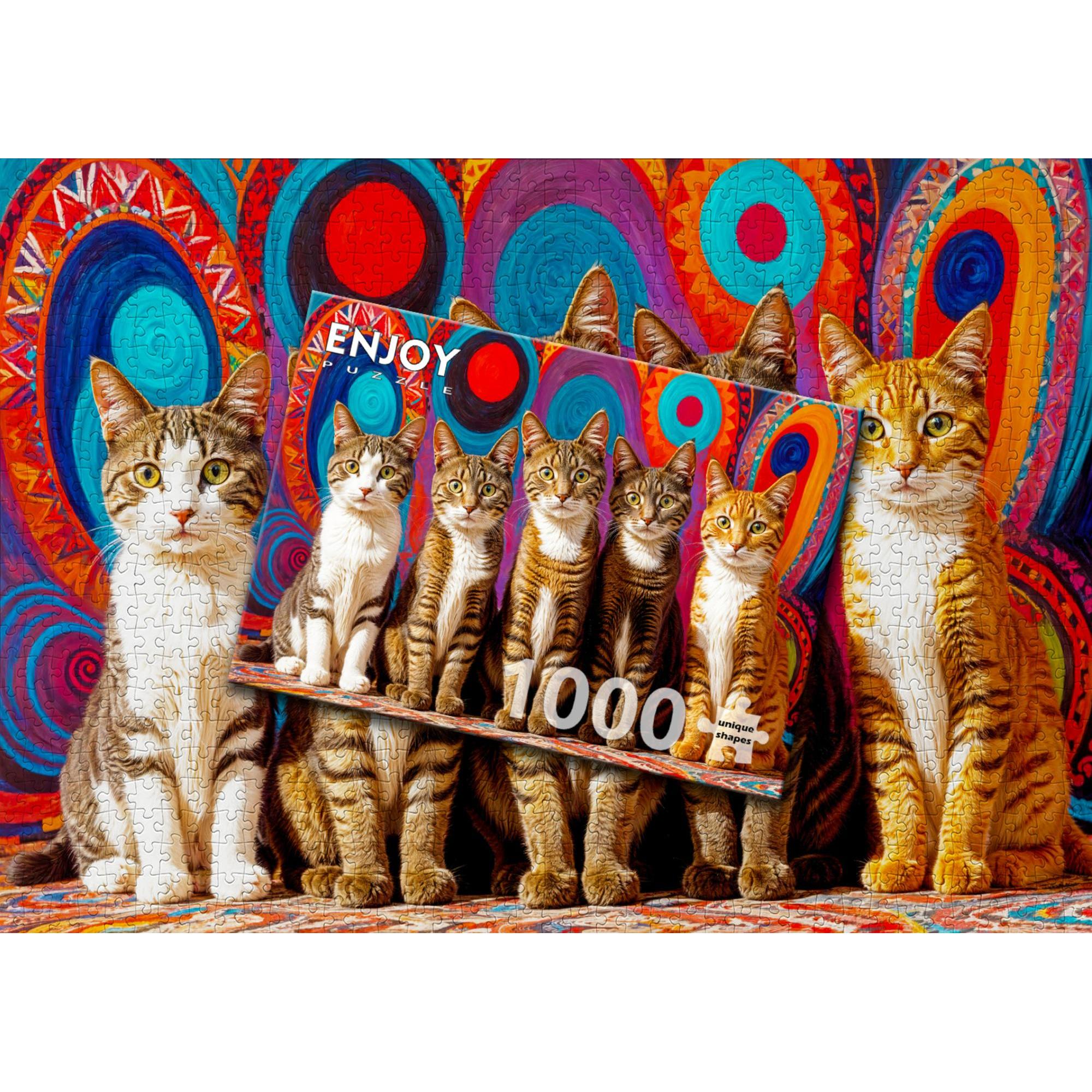 Thumbnail - Enjoy Puzzle Puzzle 1000 Teile - Fünf Katzen (1000 Teile)