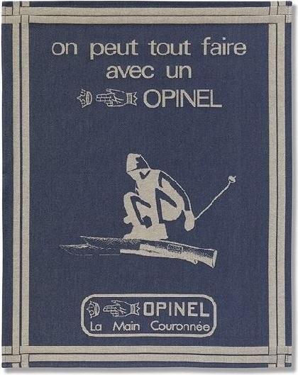 Opinel 001863 Unisex keukenhanddoek jacquard motief blauw 50 x 70 cm (50 x 70 cm)