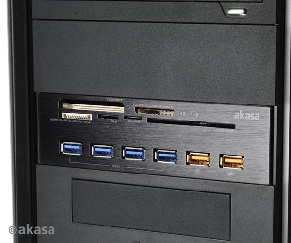 Actual product image Akasa Interconnect Ex Internal 5-Port Card Reader incl. USB 3.0 Hub (4-pin Molex, USB 2.0, USB 3.0)